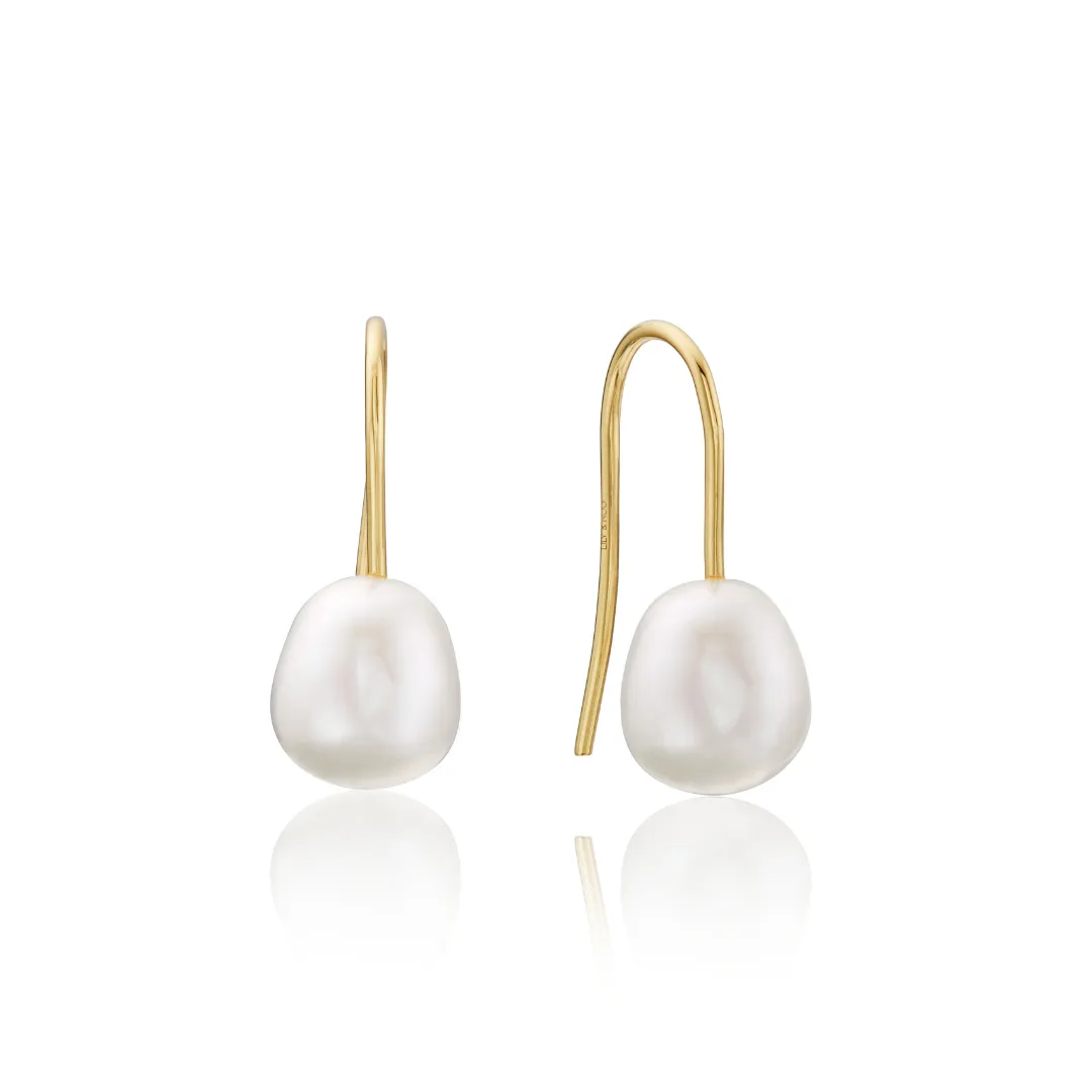 Gold Pearl Drop Hook Earrings sold by Lily & Roo