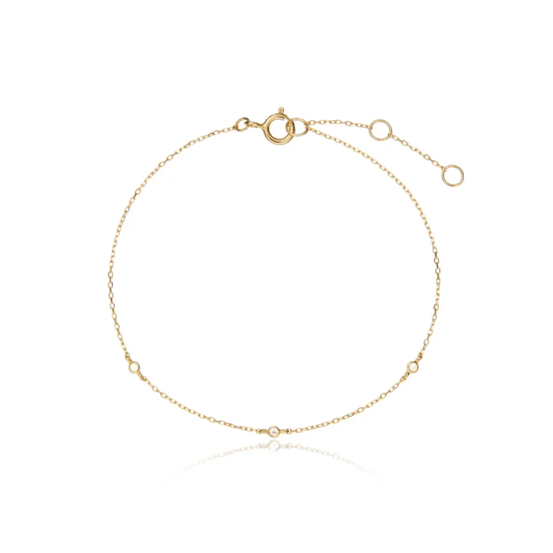 Gold Three Diamond Style Bracelet made by Lily & Roo