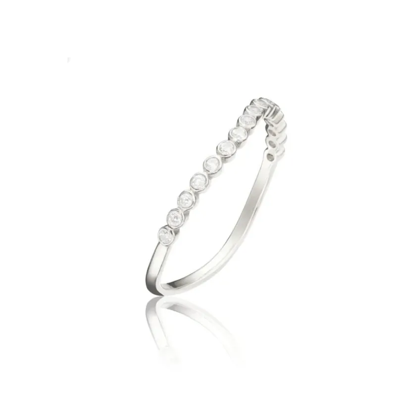 Silver Diamond Style Wave Ring sold by Lily & Roo
