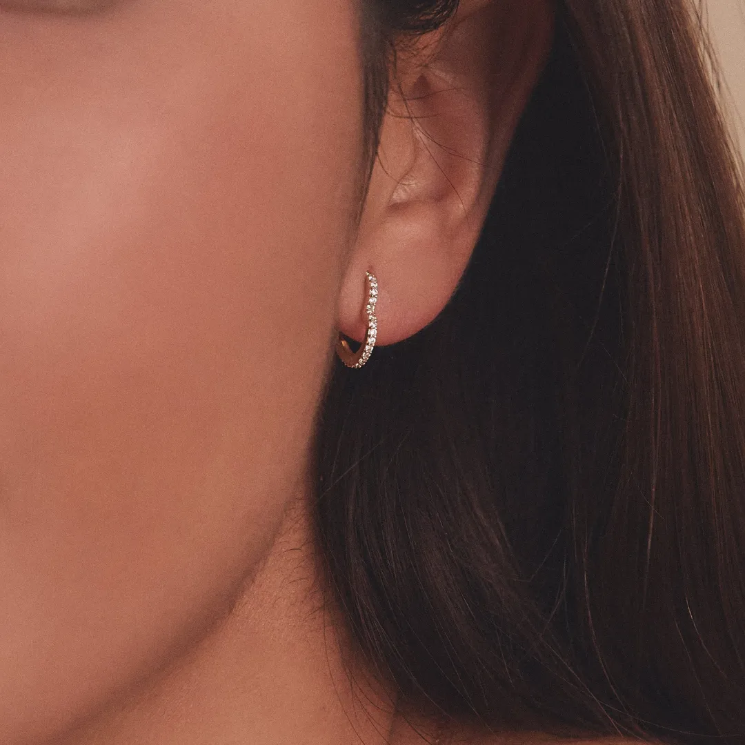 Silver Diamond Style Heart Huggie Hoop Earrings sold by Lily & Roo product image thumbnail 5