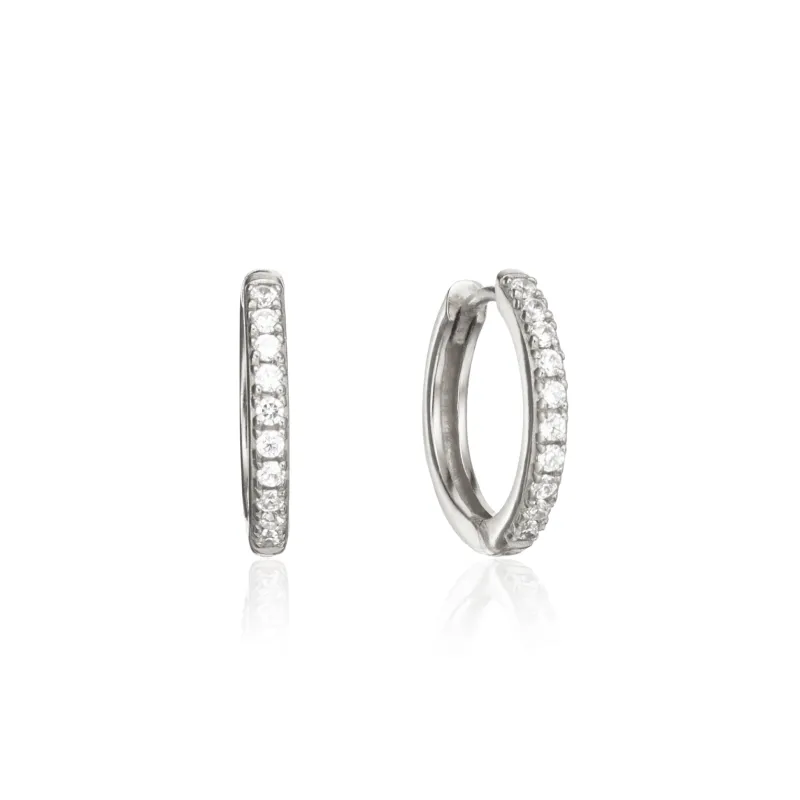 Solid White Gold Genuine Diamond Style Large Hoop Earrings sold by Lily & Roo