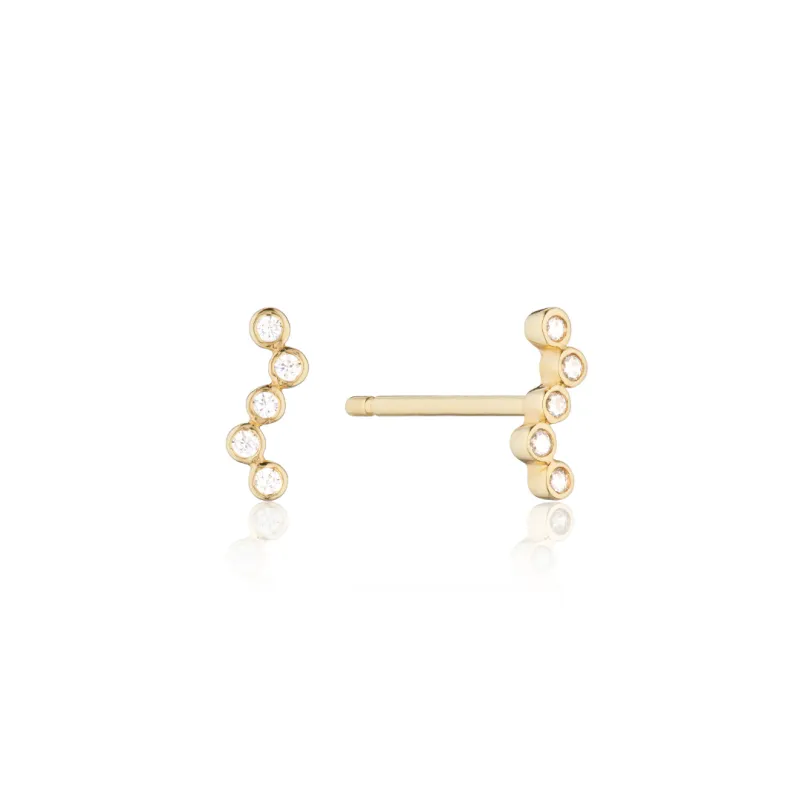 Gold Diamond Style Wave Stud Earrings sold by Lily & Roo