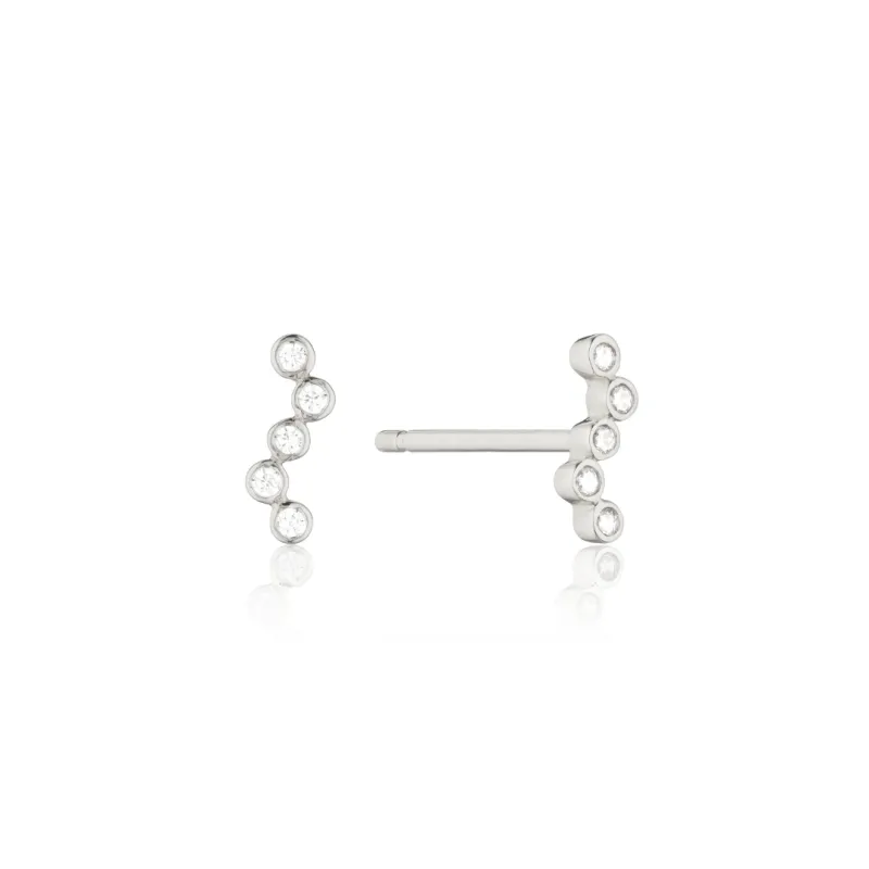 Silver Diamond Style Wave Stud Earrings sold by Lily & Roo