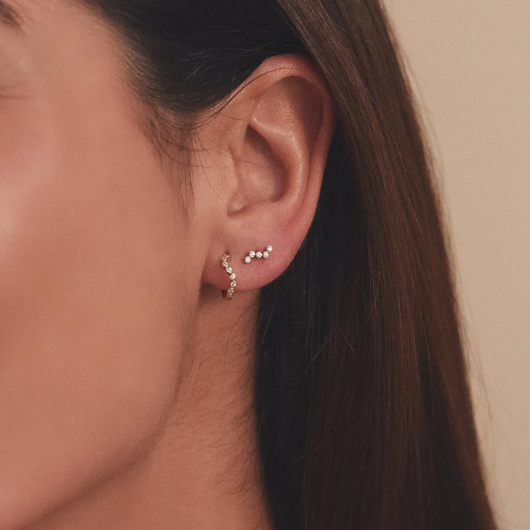 Silver Diamond Style Wave Stud Earrings sold by Lily & Roo product image thumbnail 2