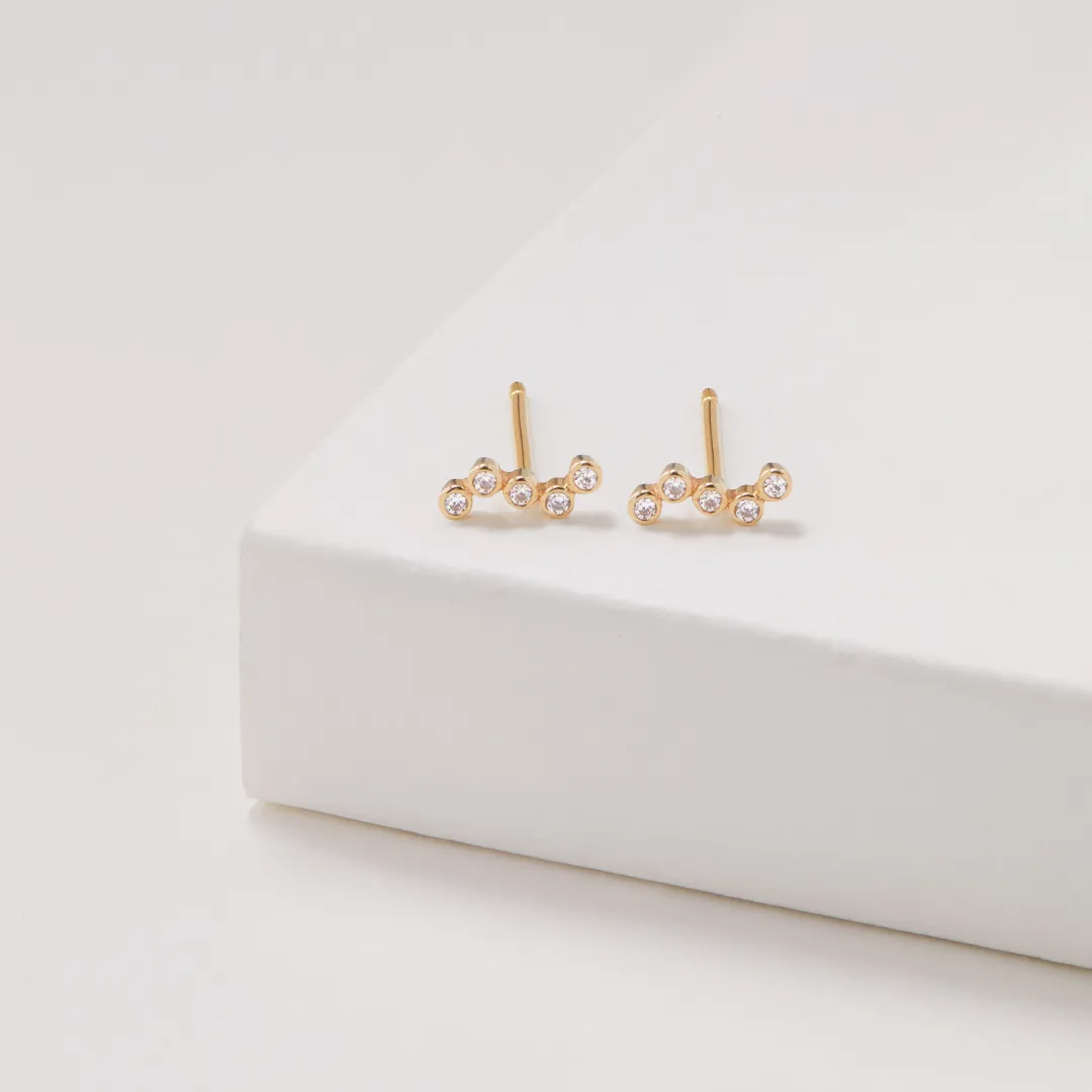 Silver Diamond Style Wave Stud Earrings sold by Lily & Roo product image thumbnail 3