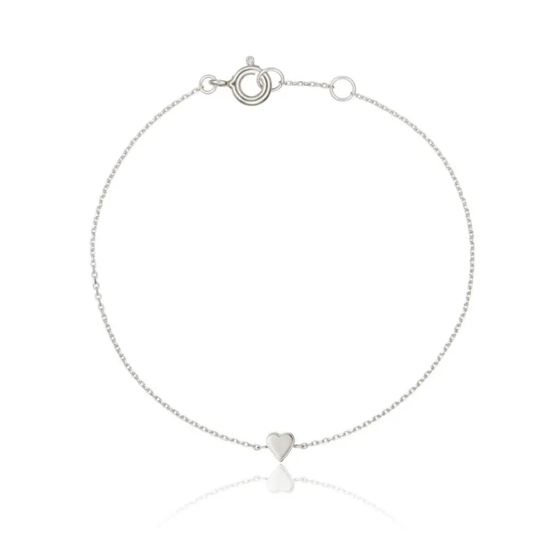 Solid White Gold Tiny Heart Bracelet made by Lily & Roo