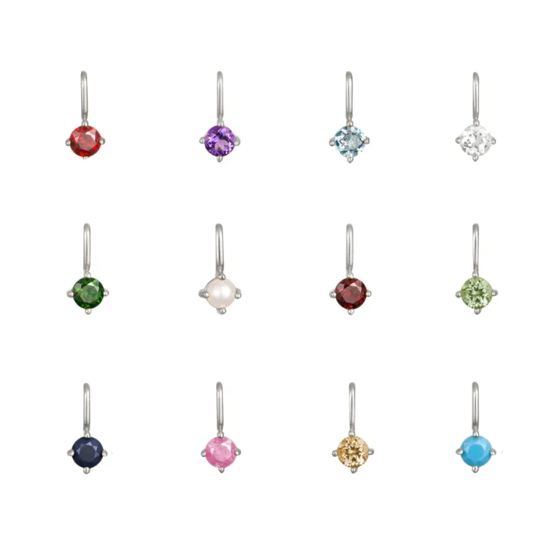 Solid White Gold Small Individual Birthstone Charm sold by Lily & Roo