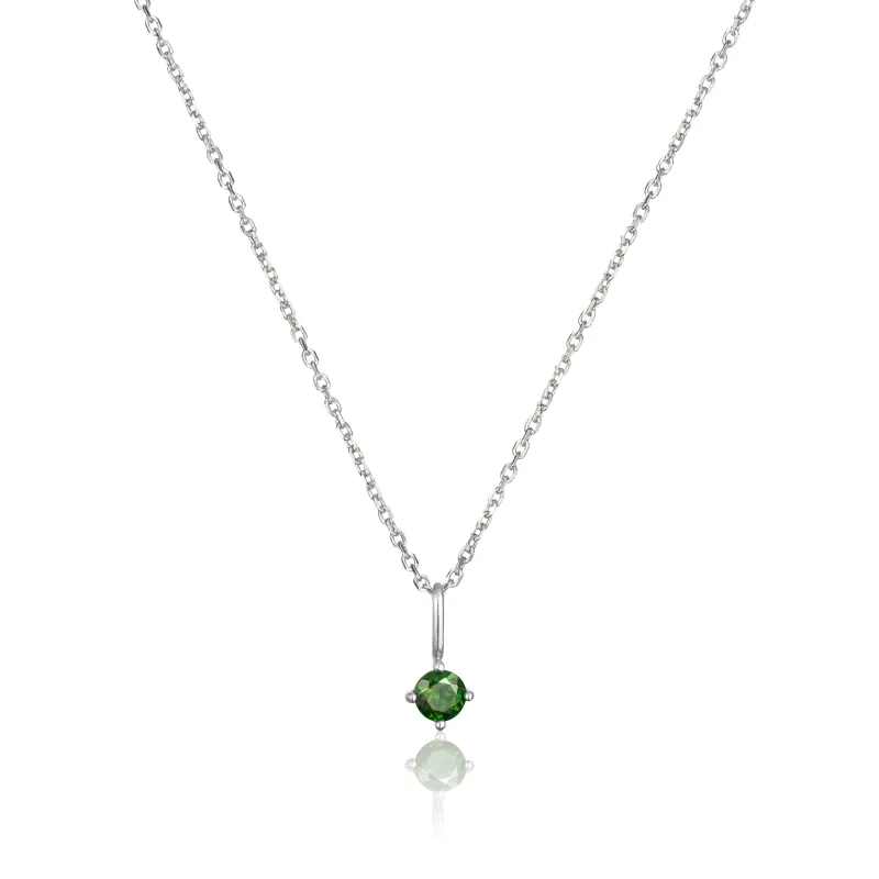 Solid White Gold Small Birthstone Pendant Necklace made by Lily & Roo