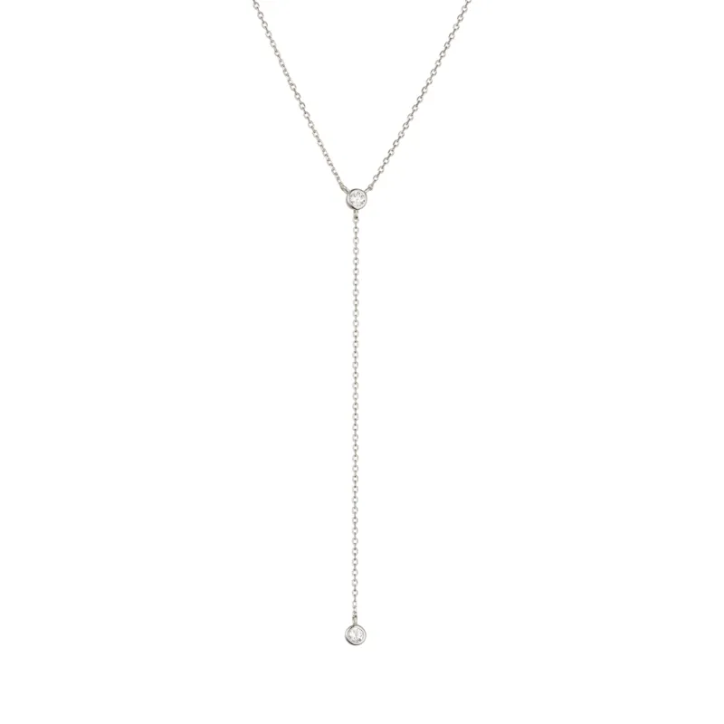 Silver Diamond Style Lariat Necklace sold by Lily & Roo