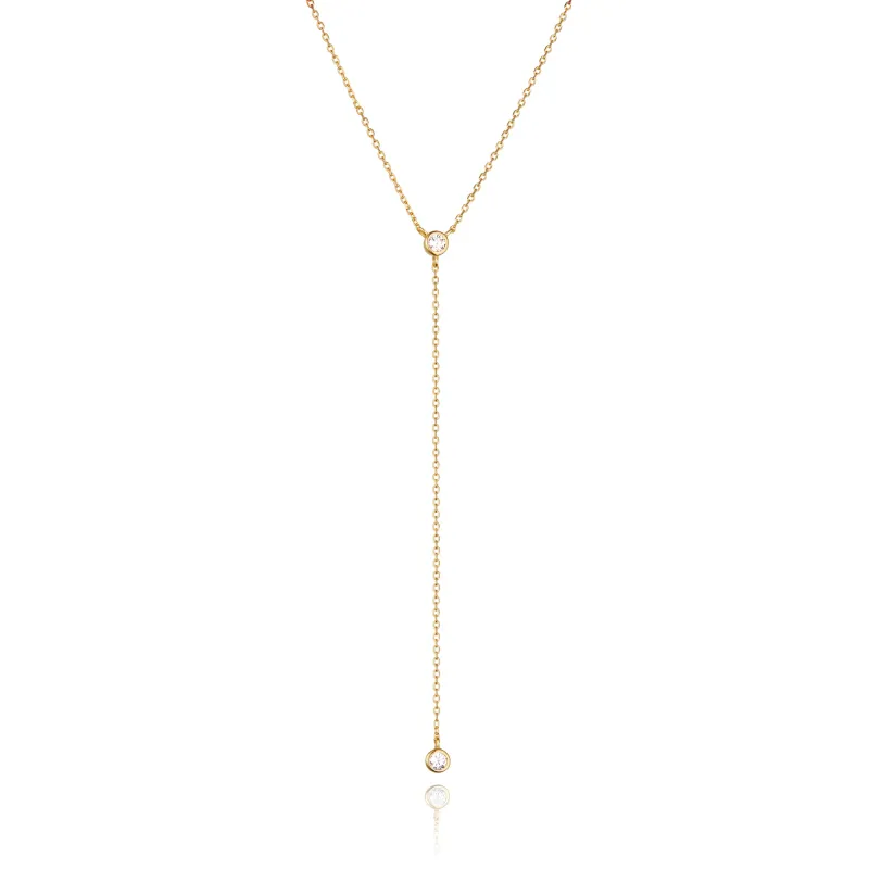 Gold Diamond Style Lariat Necklace sold by Lily & Roo