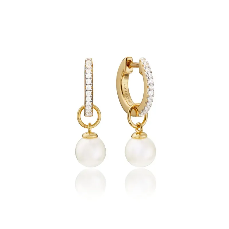 Gold Diamond Style Small Pearl Drop Earrings sold by Lily & Roo