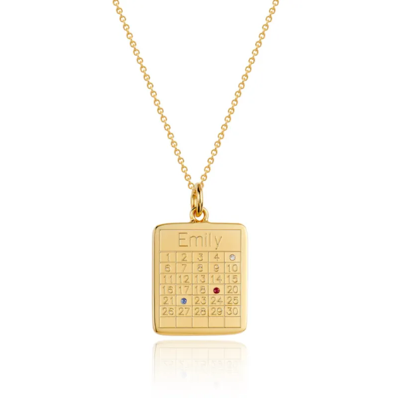 Gold Personalised Family Calendar Necklace sold by Lily & Roo