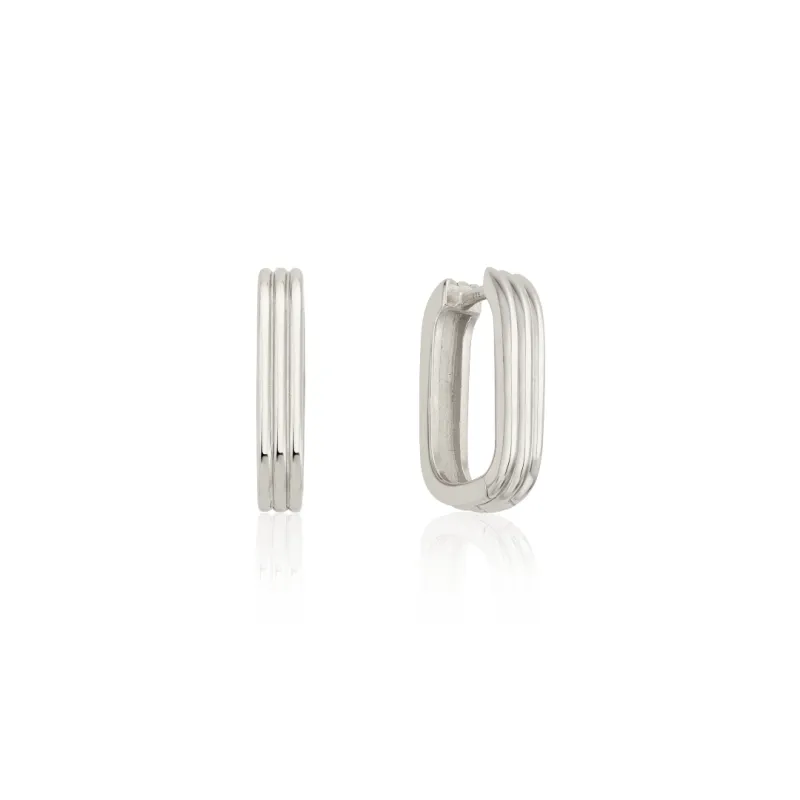 Silver Ribbed Hoop Earrings sold by Lily & Roo