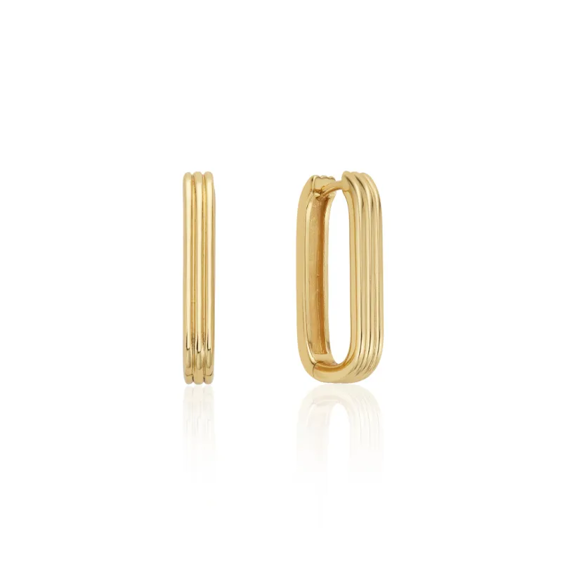 Gold Large Ribbed Hoop Earrings made by Lily & Roo