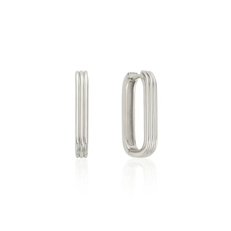 Silver Large Ribbed Hoop Earrings sold by Lily & Roo