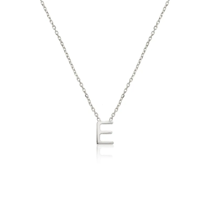 Solid White Gold Miniature Initial Letter Necklace sold by Lily & Roo