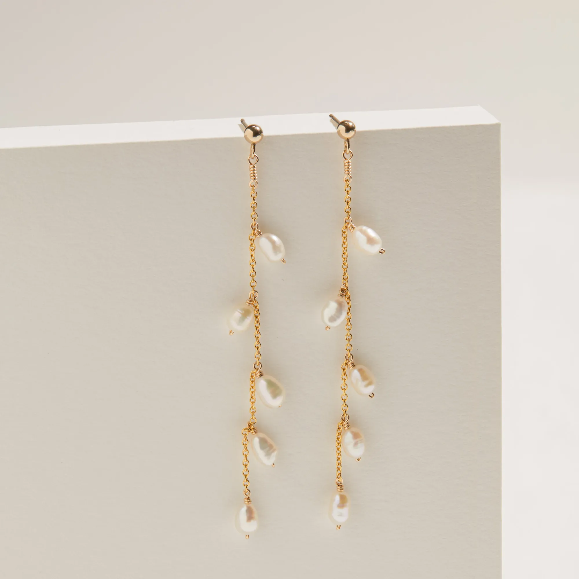 Silver Seed Pearl Drop Earrings sold by Lily & Roo product image thumbnail 5