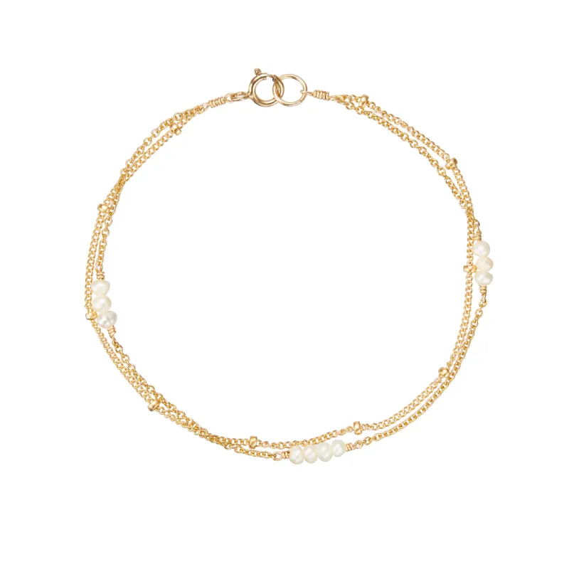 Gold Layered Satellite Mini Pearl Bracelet sold by Lily & Roo