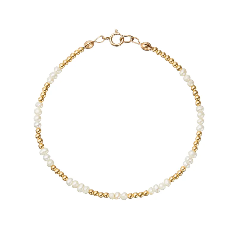 Gold Beaded Mini Pearl Bracelet sold by Lily & Roo