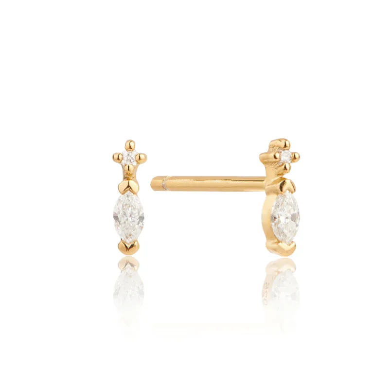 Gold Marquise Diamond Stud Earrings sold by Lily & Roo
