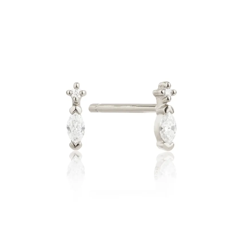Silver Marquise Diamond Stud Earrings sold by Lily & Roo