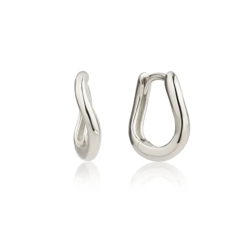 Silver Wave Huggie Hoop Earrings sold by Lily & Roo