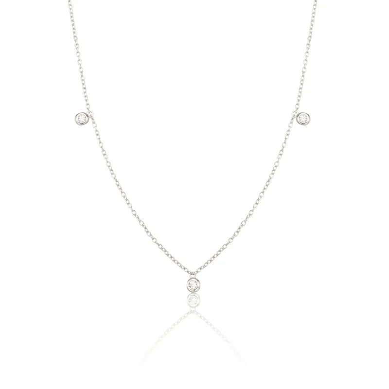 Solid White Gold Floating Diamond Drop Necklace sold by Lily & Roo