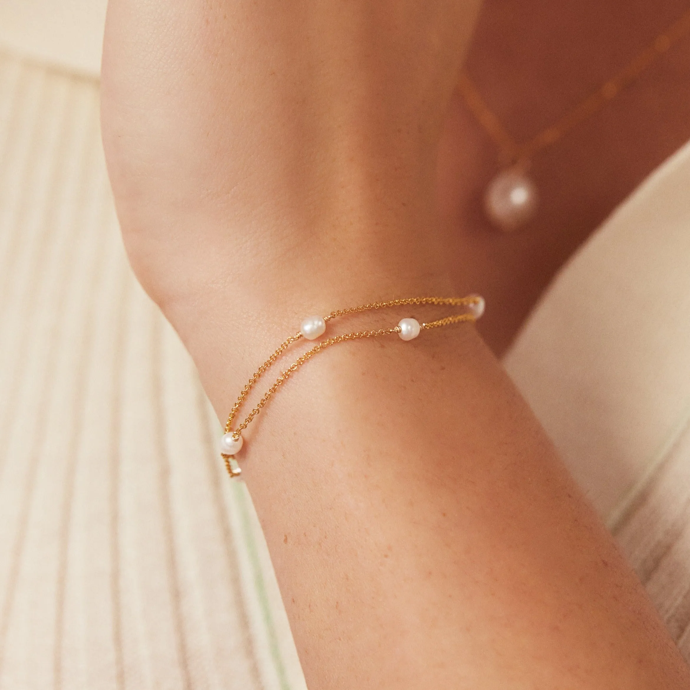Rose Gold Layered Seed Pearl Bracelet sold by Lily & Roo product image thumbnail 2