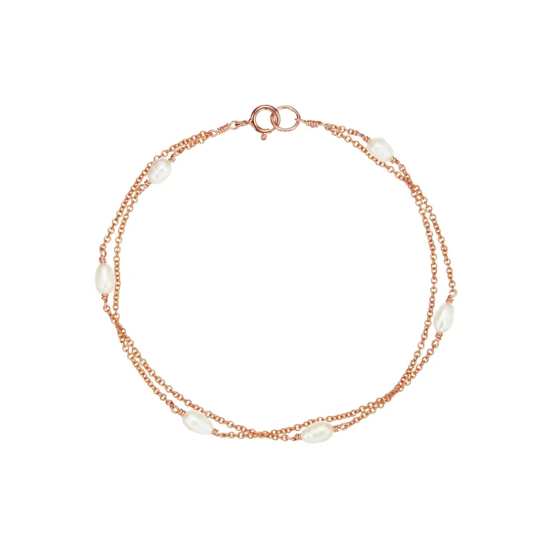 Rose Gold Layered Seed Pearl Bracelet sold by Lily & Roo