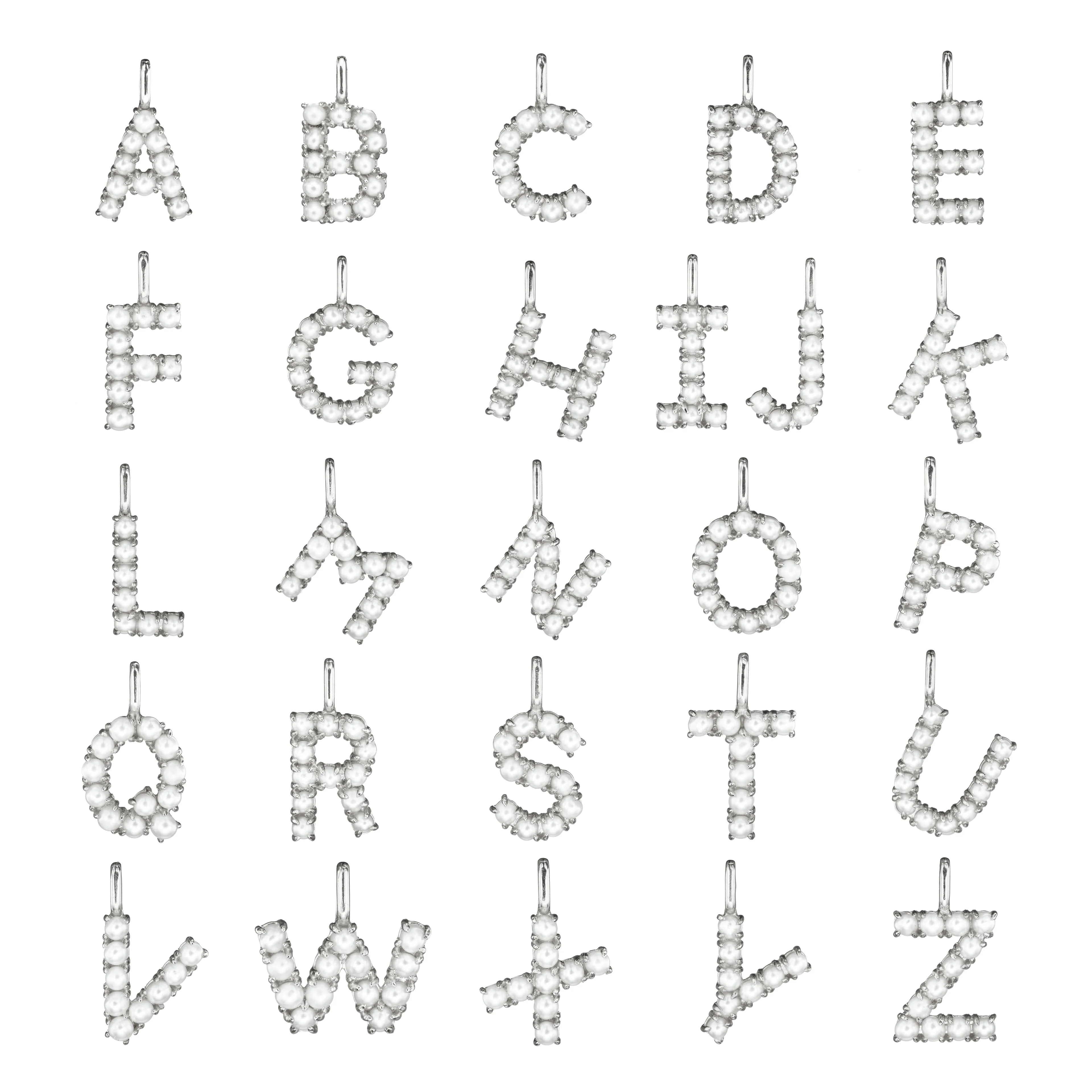 Solid White Gold Pearl Initial Letter Necklace sold by Lily & Roo product image thumbnail 3