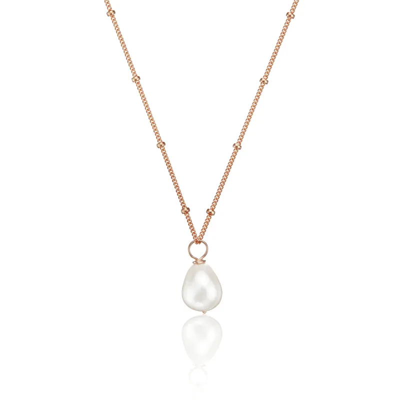 Rose Gold Large Pearl Satellite Necklace sold by Lily & Roo