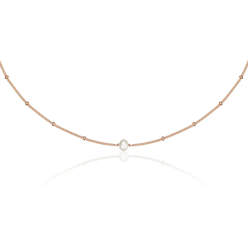 Rose Gold Satellite Single Pearl Choker sold by Lily & Roo