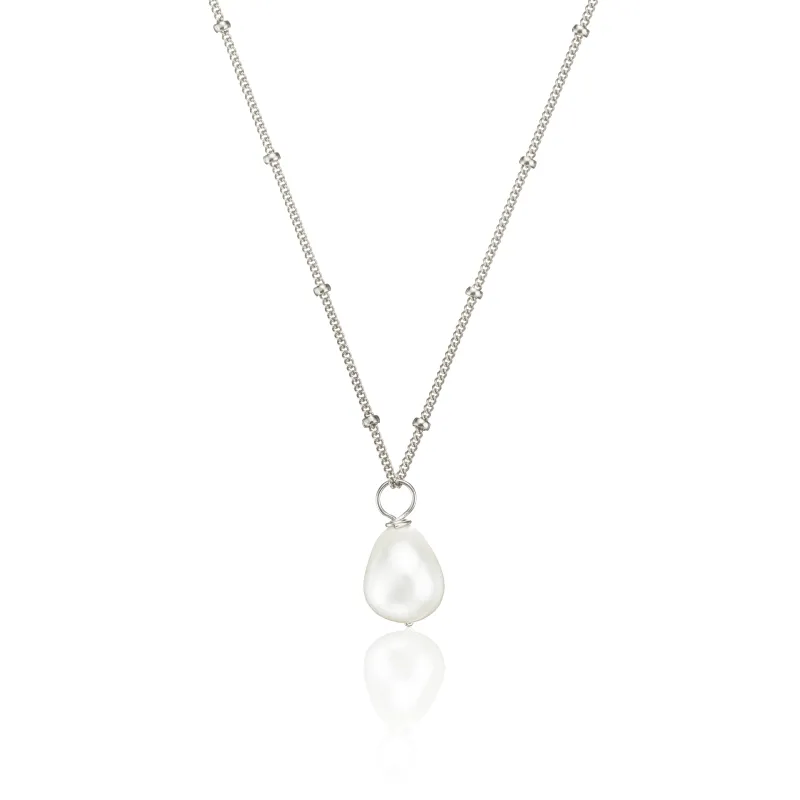 Silver Large Pearl Satellite Necklace sold by Lily & Roo