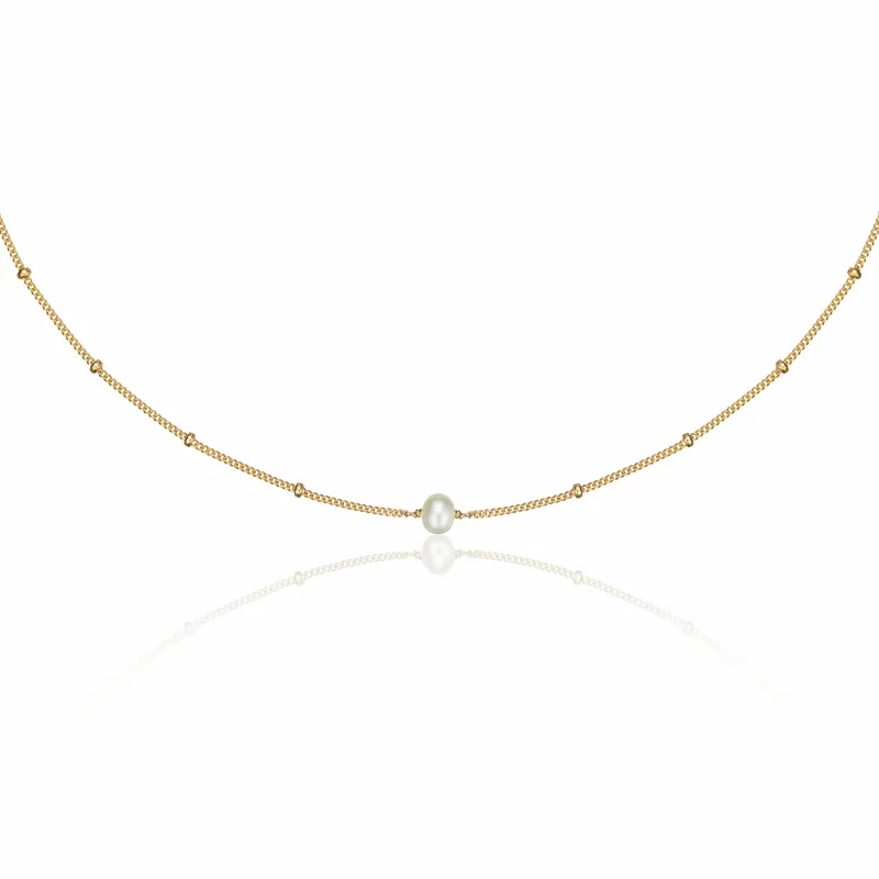 Gold Satellite Single Pearl Choker sold by Lily & Roo