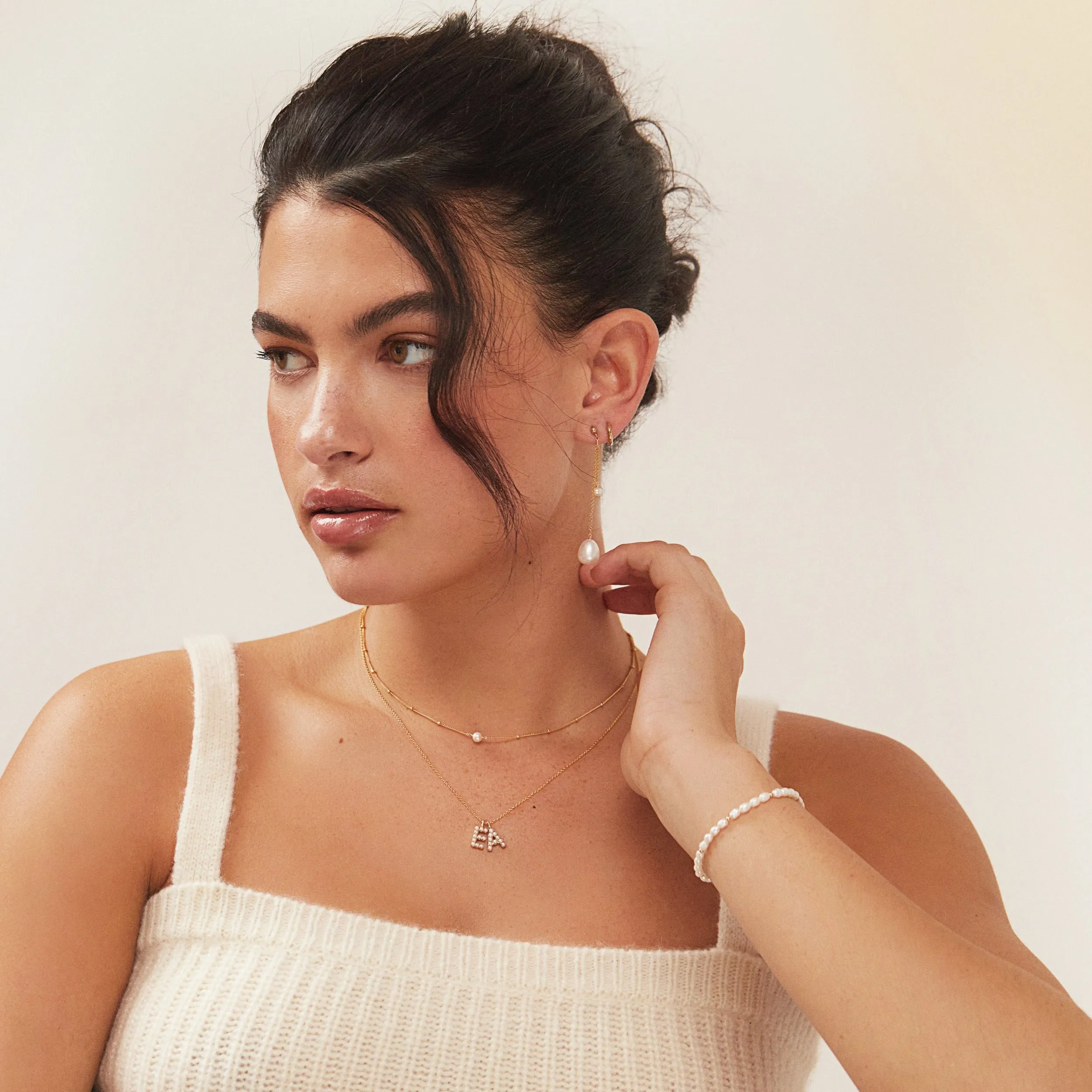 Silver Beaded Seed Pearl Bracelet sold by Lily & Roo product image thumbnail 3