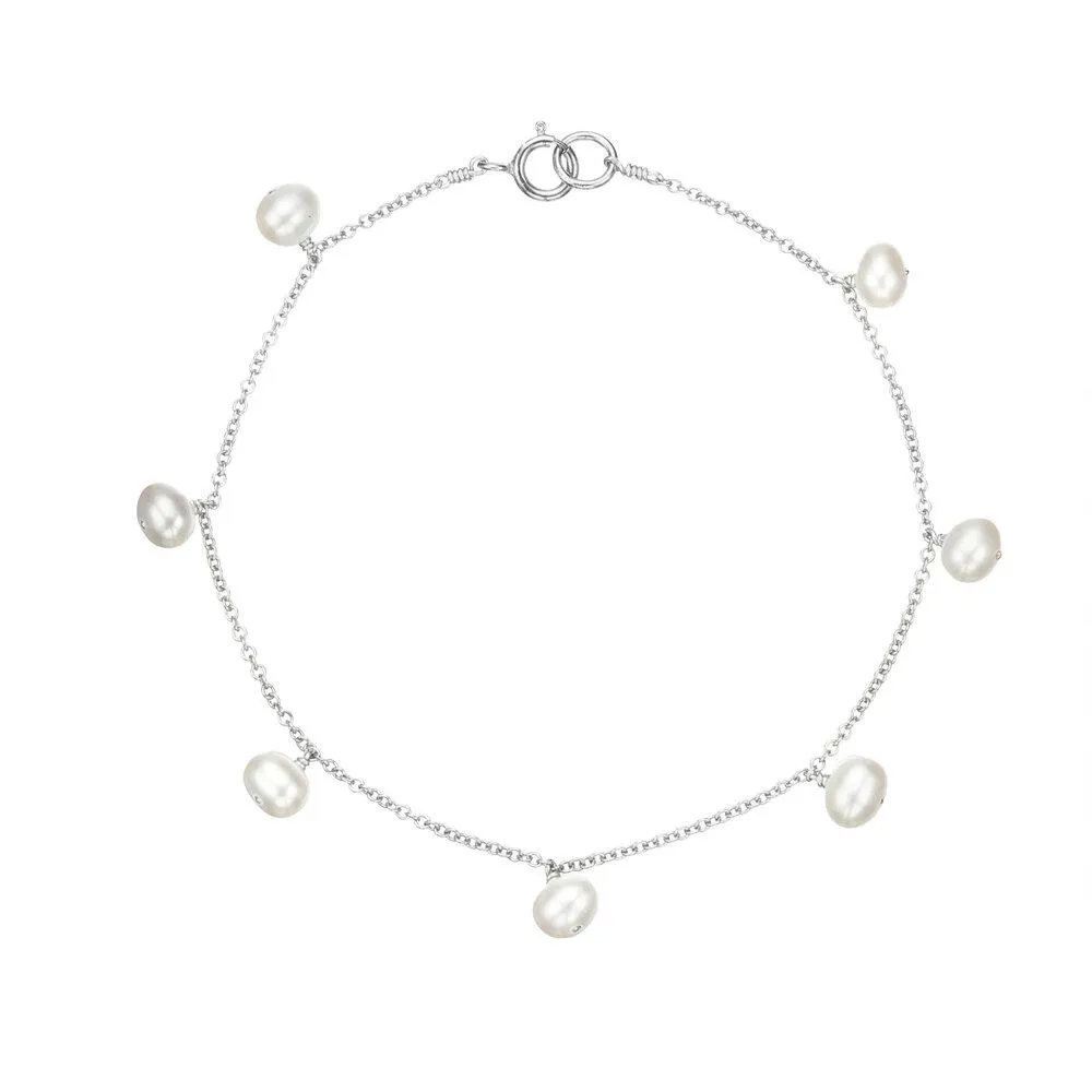 Solid White Gold Pearl Drop Bracelet sold by Lily & Roo