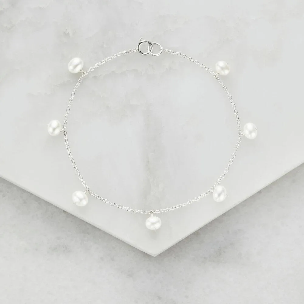 Solid White Gold Pearl Drop Bracelet sold by Lily & Roo product image thumbnail 3