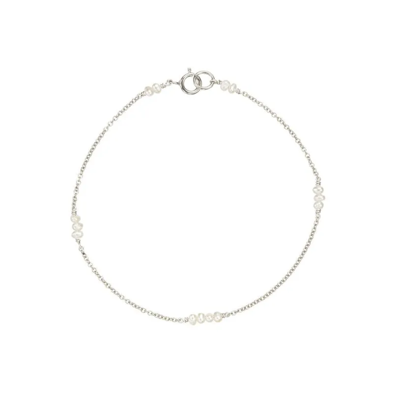 Solid White Gold Mini Pearl Bracelet sold by Lily & Roo