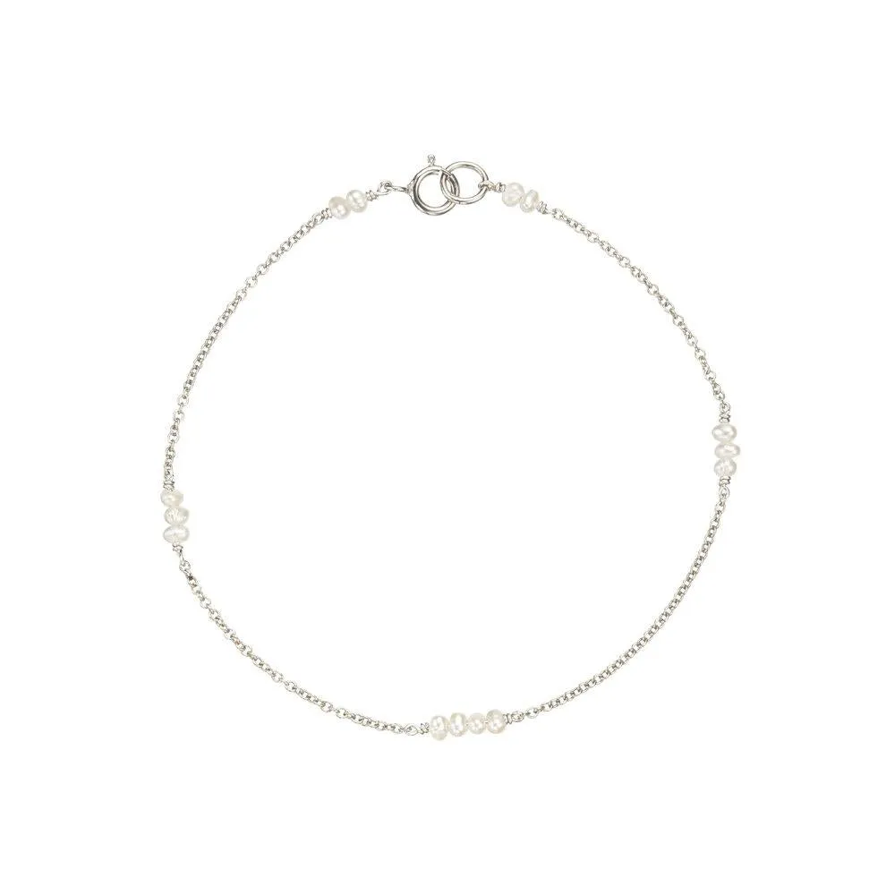 Solid White Gold Mini Pearl Bracelet sold by Lily & Roo