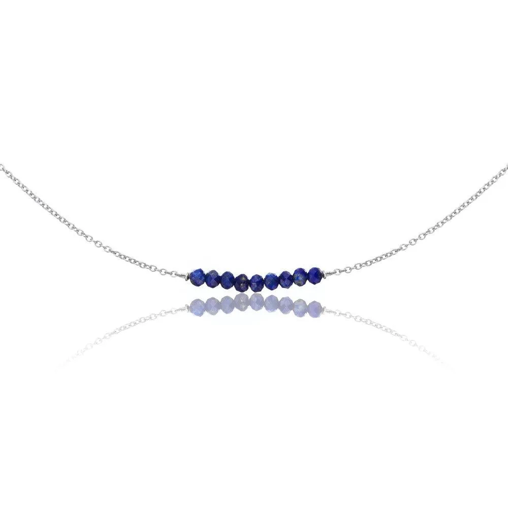 Solid White Gold Lapis Gemstone Cluster Choker sold by Lily & Roo