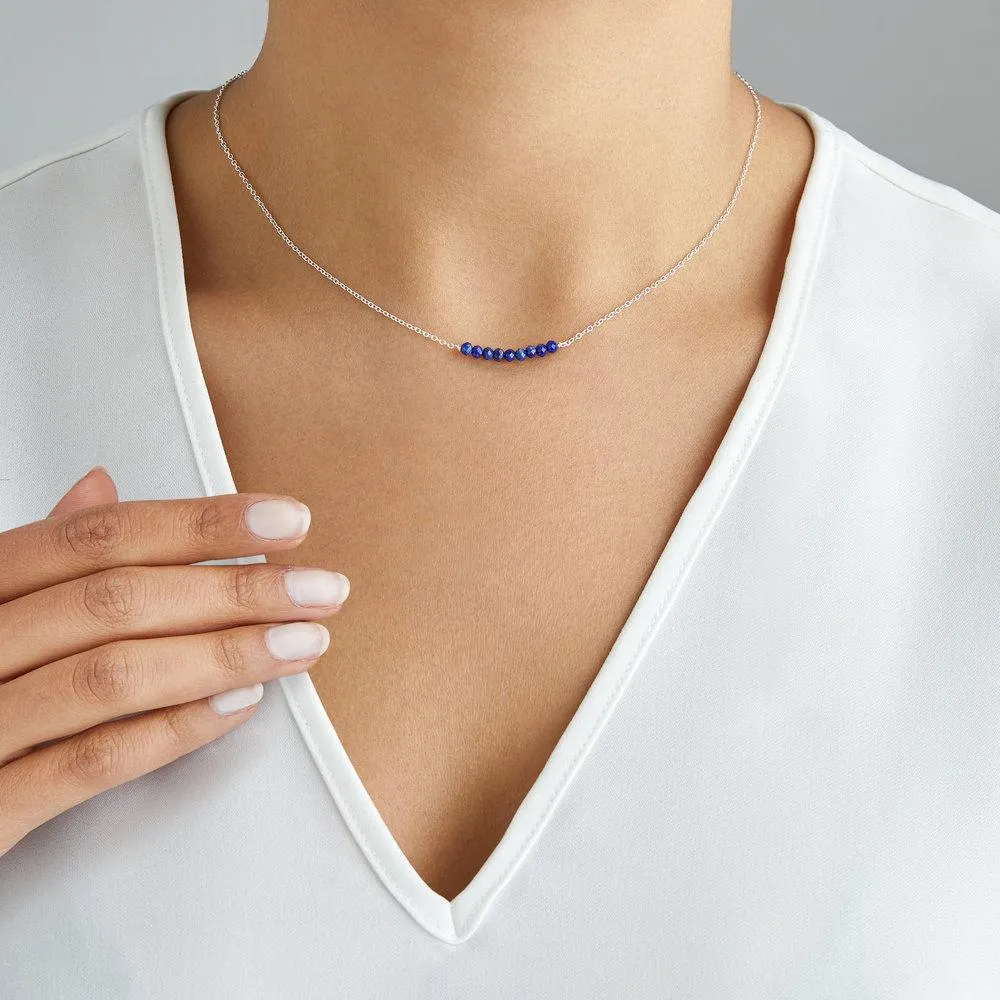 Solid White Gold Lapis Gemstone Cluster Choker sold by Lily & Roo product image thumbnail 2