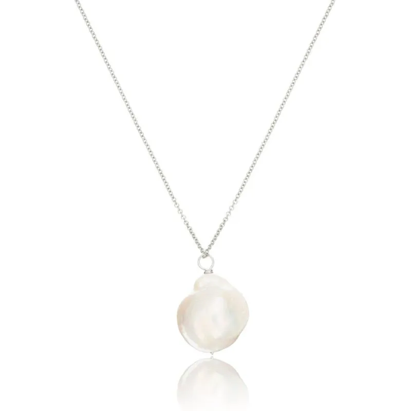 Solid White Gold Extra Large Baroque Pearl Necklace sold by Lily & Roo