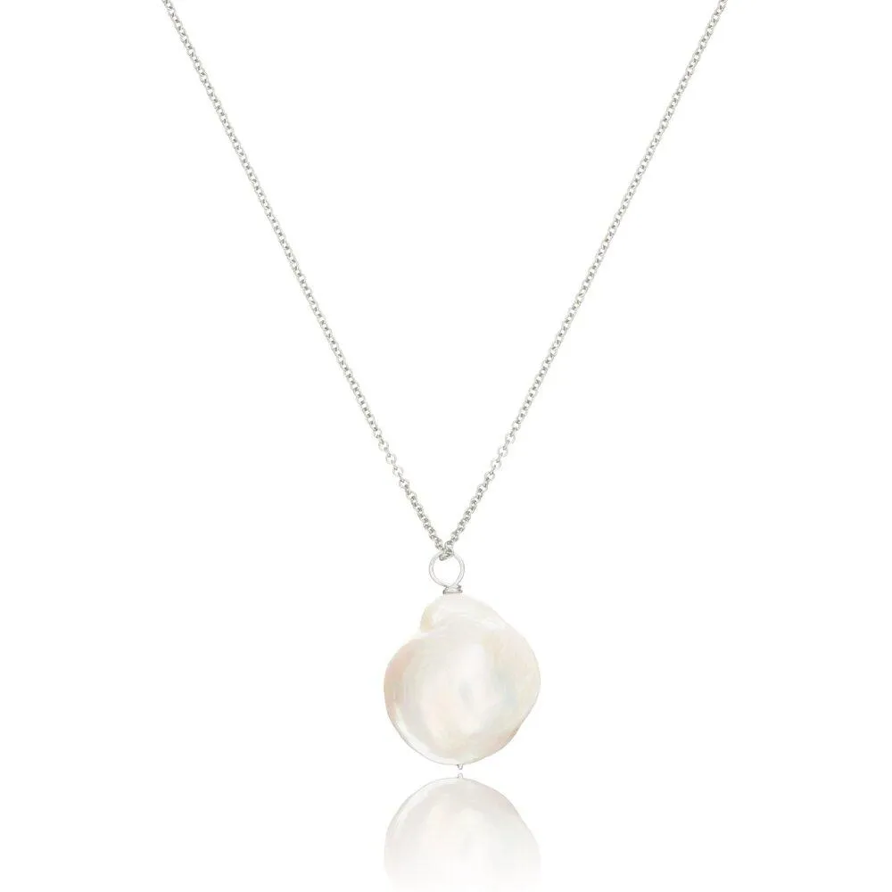 Solid White Gold Extra Large Baroque Pearl Necklace sold by Lily & Roo
