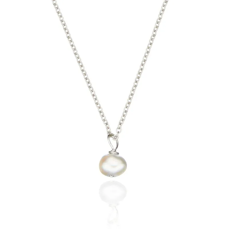 Solid White Gold Single Pearl Necklace made by Lily & Roo