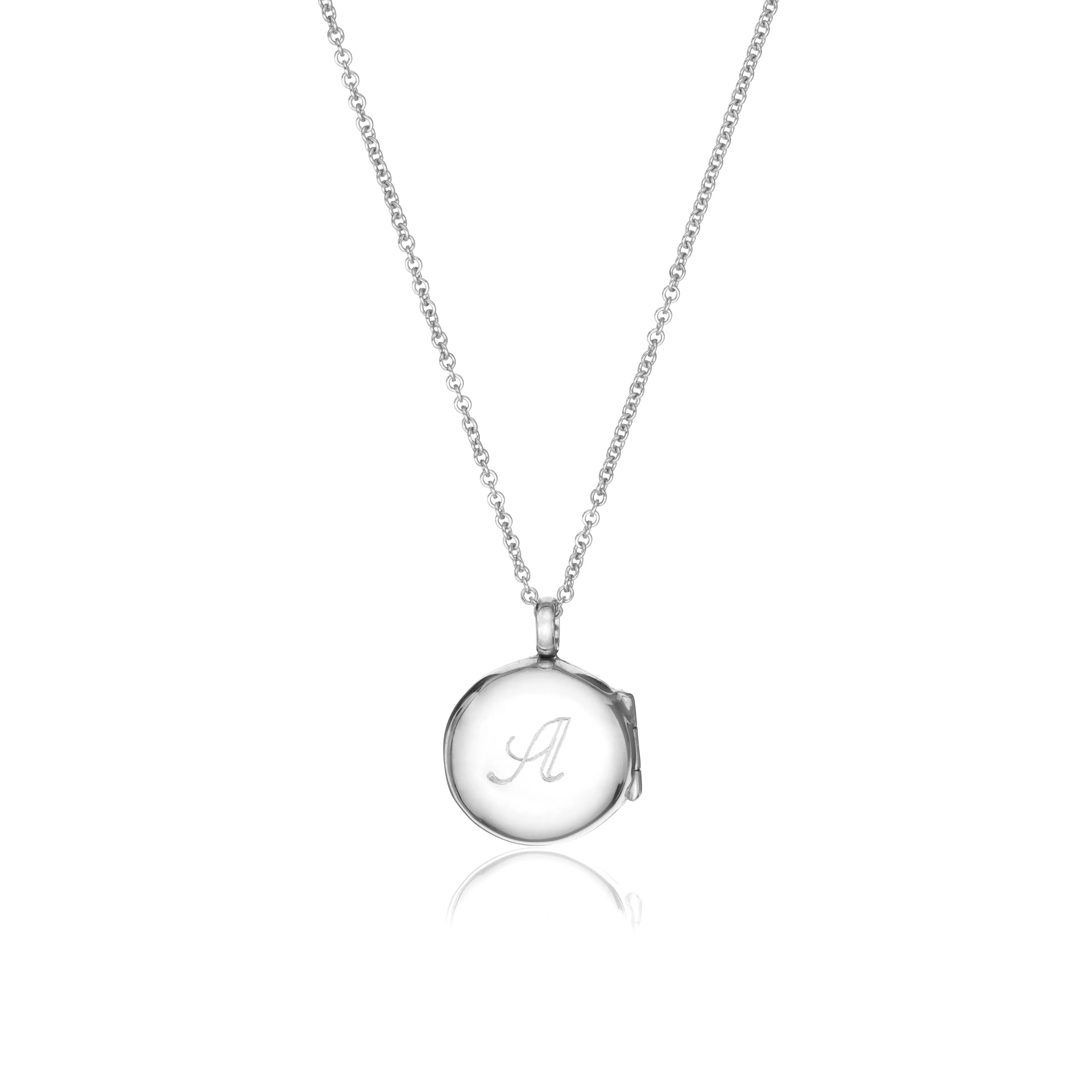 Silver Small Round Diamond Locket Necklace sold by Lily & Roo product image thumbnail 5