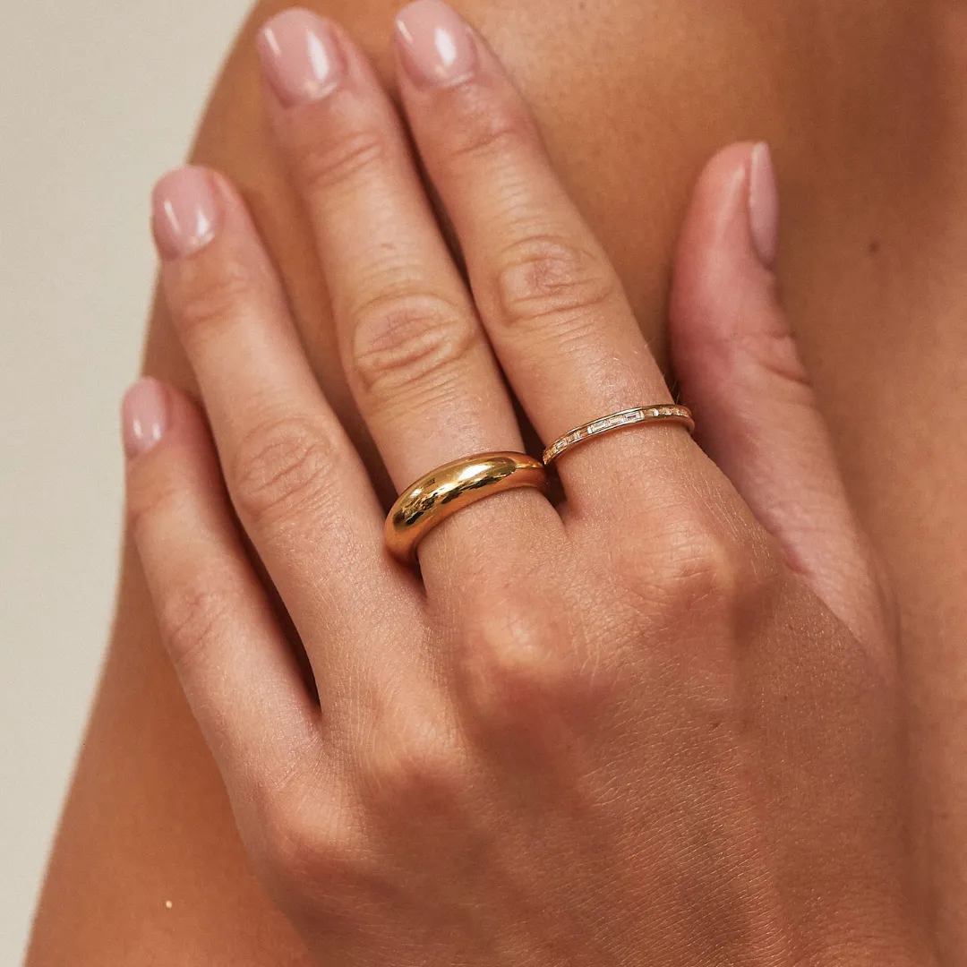 Gold Plain Dome Ring sold by Lily & Roo product image thumbnail 4