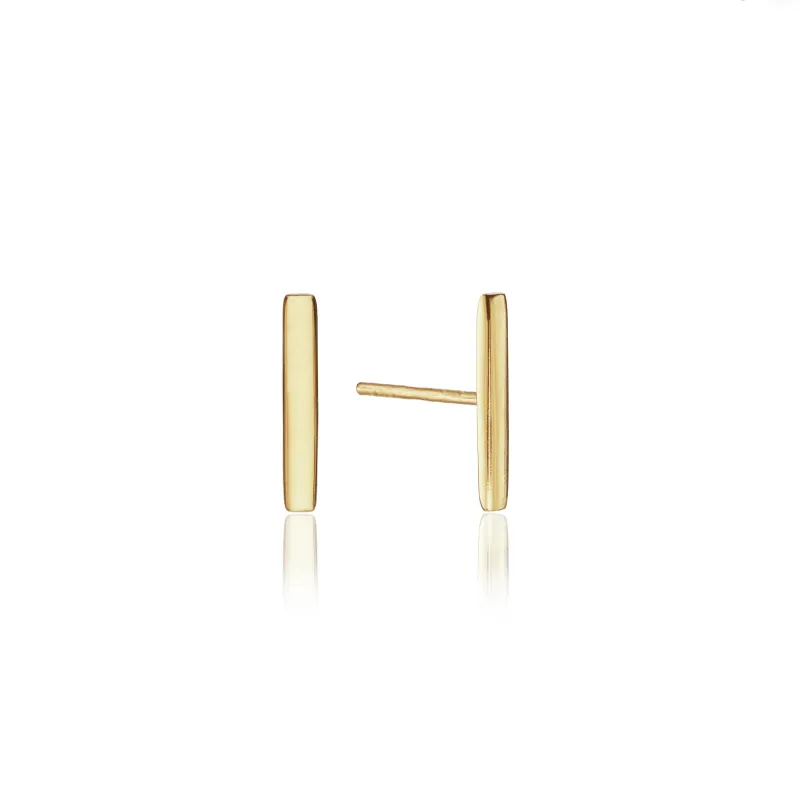 Gold Plain Bar Stud Earrings sold by Lily & Roo