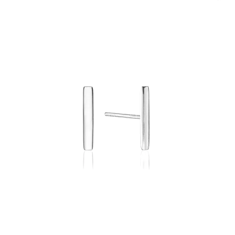 Silver Plain Bar Stud Earrings sold by Lily & Roo
