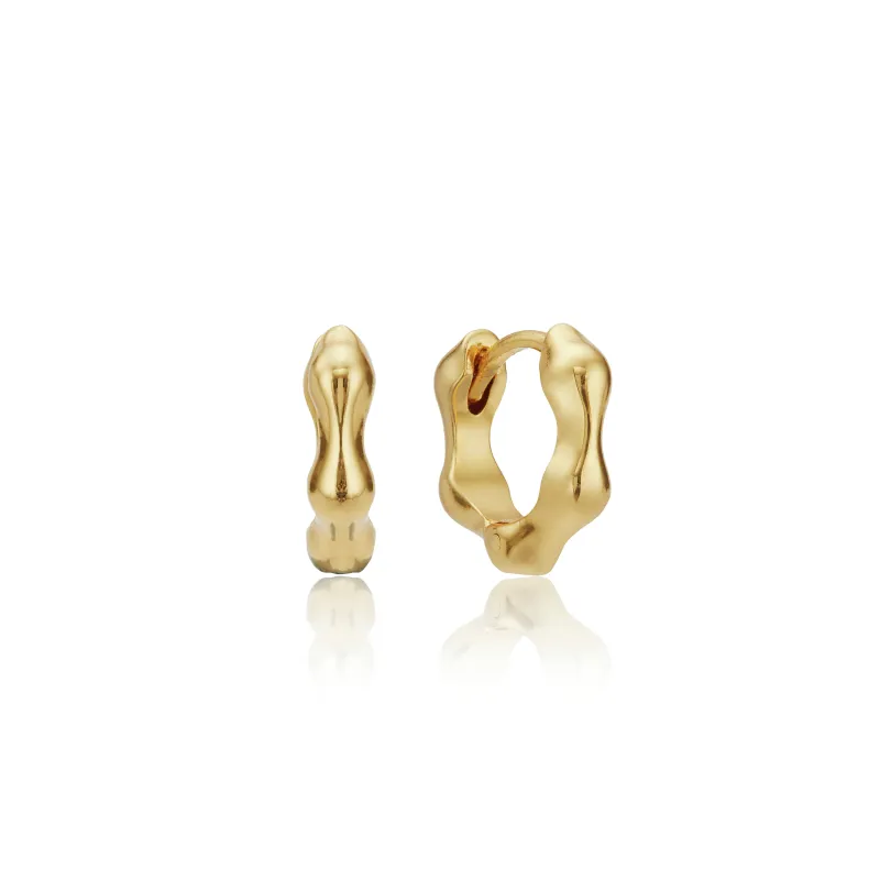 Gold Molten Huggie Hoop Earrings sold by Lily & Roo