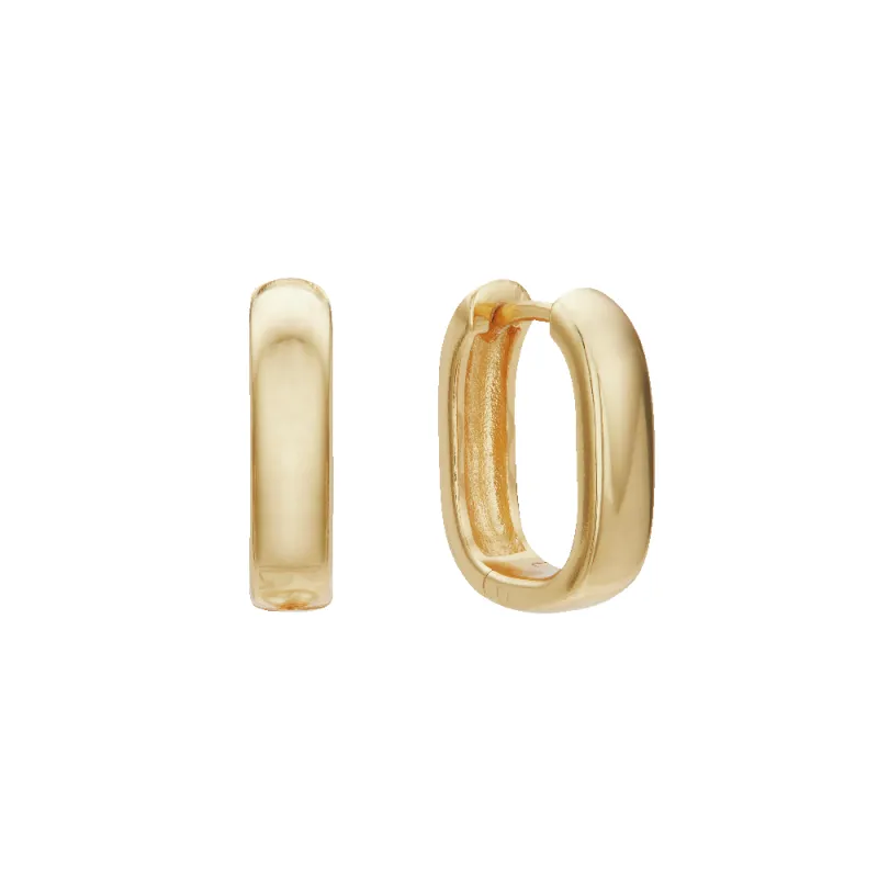 Gold Thick Squared Hoop Earrings sold by Lily & Roo